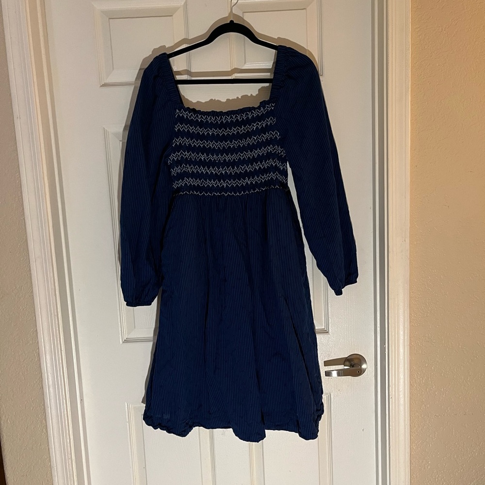 Draper James Blue Cotton Dress Size Large , Lining Rayon